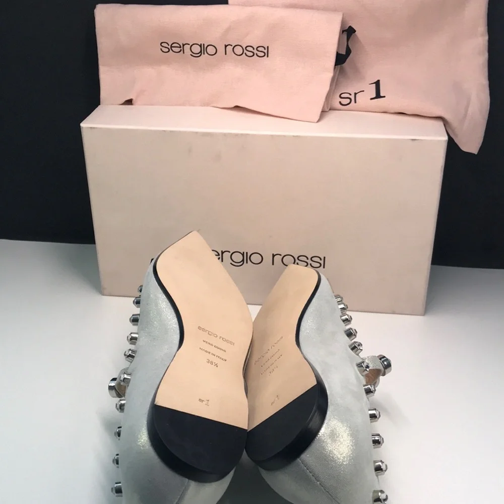Sergio Rossi Silver Embellished Women's Shoes